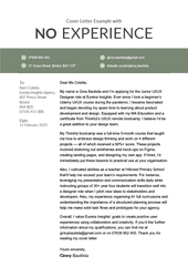 An example of how to write a cover letter with no experience in the target field, using a template with a green header