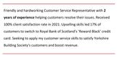 A customer service CV personal statement example