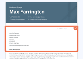 An example of how to address your cover letter highlighted by an orange box with a white arrow pointing at it from the upper right corner