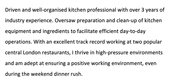 A personal statement for a kitchen assistant CV, detailing the applicant's work experience, strengths, and some previous duties.