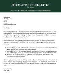 A speculative cover letter example