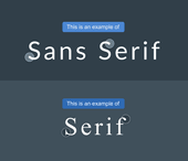 A simple visual example showing the differences between a sans serif font and a serif font