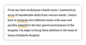 An example cover letter ending demonstrating how you can improve your conclusion by highlighting interesting and engaging vocabulary in yellow.