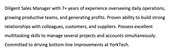 An image of a manager CV's personal statement with four sentences describing the applicant's best skills and experience