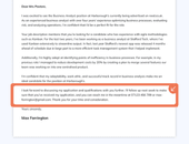 An example of a proper cover letter ending paragraph highlighted by an orange box with a white arrow pointing at it from the upper right corner