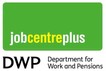 The logo for Jobcentre Plus, with the Department for Work and Pensions logo along the bottom.