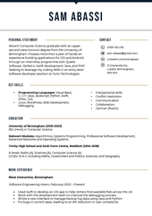 The first page of a CV example showing a job applicant's relevant strengths