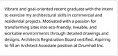 Example of a personal statement on an architecture CV example.