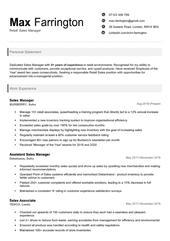 An executive CV design example with bold header text to make the applicant's name stand out