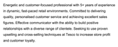 A Tesco CV example personal statement that describes the applicant's relevant experience in four sentences.