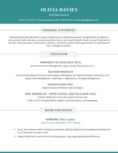 A simple CV design example with a teal colour scheme