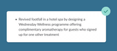 A bullet point from a CV work experience section that demonstrates the applicant's creativity in a hospitality role. 