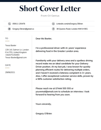 An example of a short cover letter