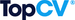 The TopCV logo with the company name written in a dark and pale blue font 