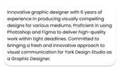 An example of how to start a CV for a graphic design job, using black Poppins font. 