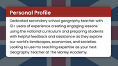 A personal profile on an English CV, highlighted with a red title bar.