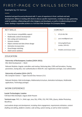 A CV skills section highlighted by an orange box near the top of the first page of a CV