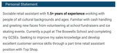 An example of a personal statement from a retail assistant cv