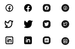 A black-and-white image showing 12 CV icons for social media profiles