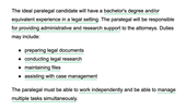 A screenshot of a job advert with keywords to include in a cover letter opening highlighted by green underlines