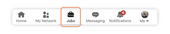 A LinkedIn menu bar with an orange frame circling the 'Jobs' section.