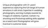 An example of how to start a CV for a photographer job. The black font on a white background create a classic, professional look.