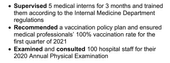 An example of bolded action verbs on a medical CV's work experience bullet points