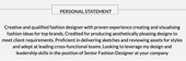 Example of a fashion cv personal statement