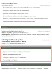 A CV skills section highlighted by an orange box on the last page of a CV example