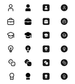 A black-and-white image showing 24 CV icons for CV section headings