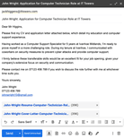 Email application letter template 
