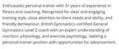 A personal trainer CV profile example that describes the applicant's most relevant skills and experience