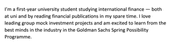 A Goldman Sachs cover letter opening statement example for students