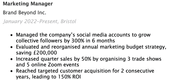 An example of hard numbers on a marketing CV