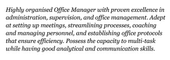 An office manager CV personal statement example with three sentences set in italic text