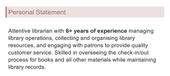 A sample librarian CV personal statement