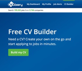 Hit the big green button to enter the CV Library builder.