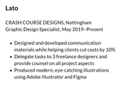 A hobbies and interests CV section showing an example of the Lato sans serif font representing one of the best fonts for a CV 