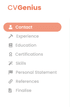 CV Genius boasts a number of options to alter each section of your CV.