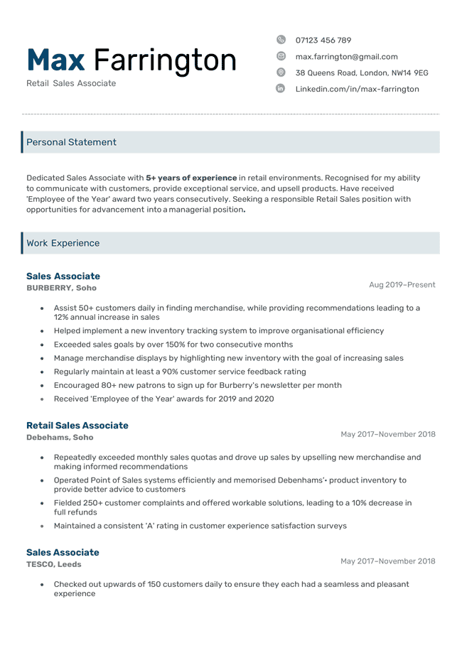 The Executive CV template