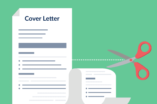 Cutting a cover letter shorter with scissors to represent hort cover letter examples