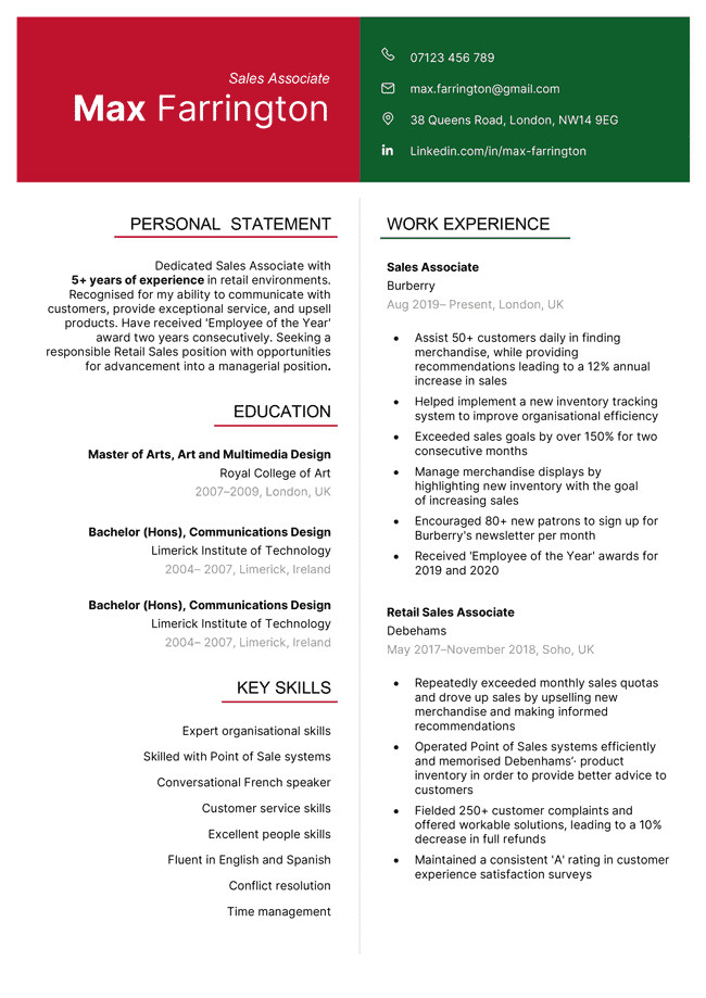 The Bloomsbury CV template