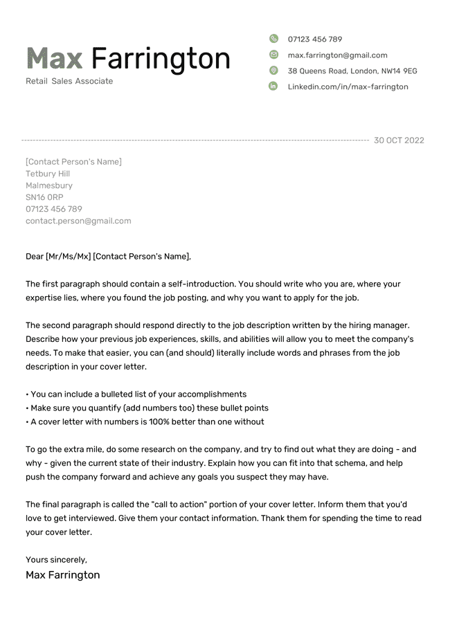 The Executive cover letter template