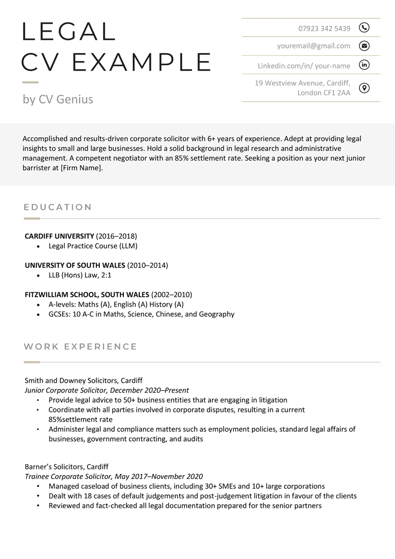 A legal CV template
