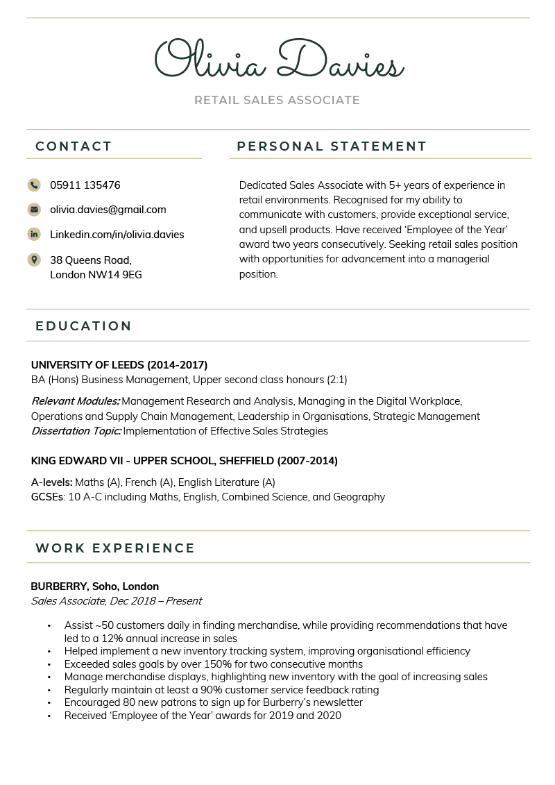 The Creative CV Template in green