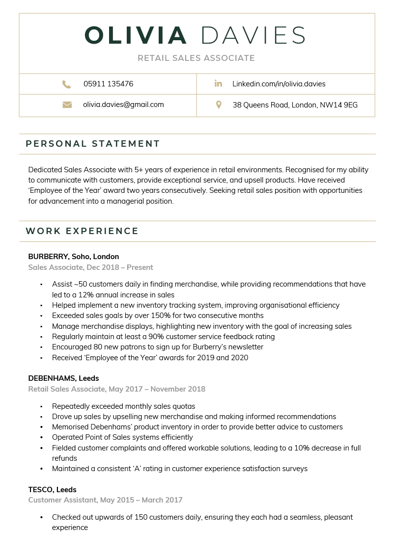 Contemporary CV Template in green