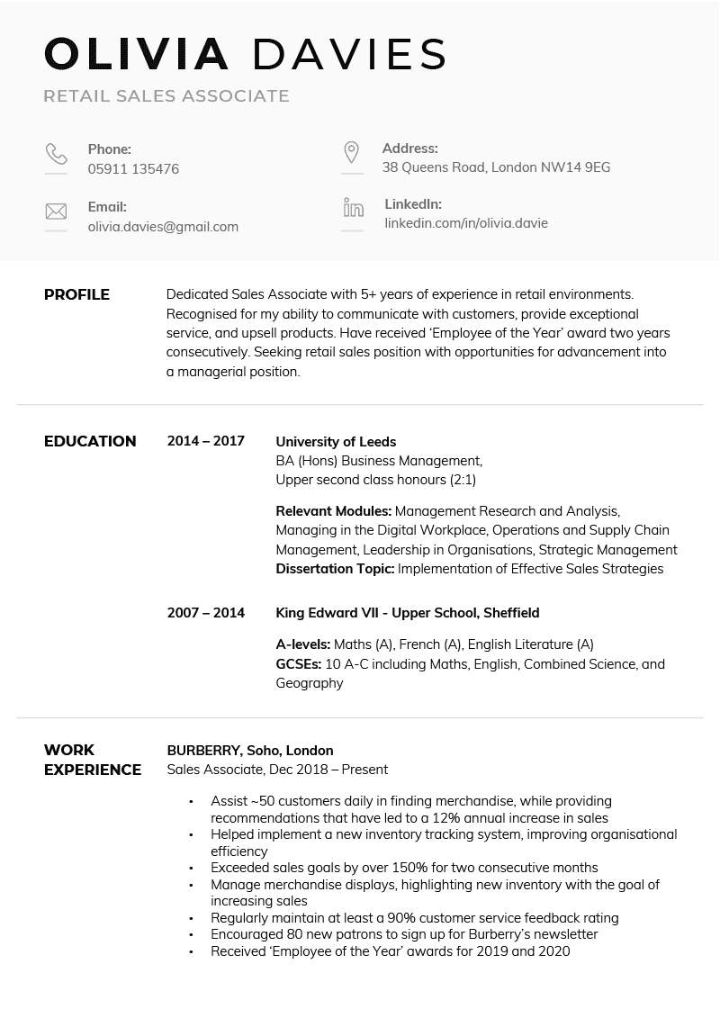 The Corporate CV Template in black