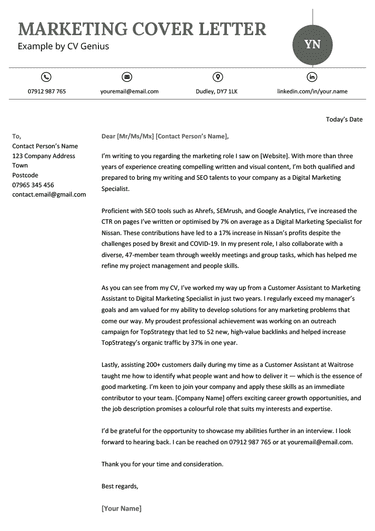 Cover letter for marketing