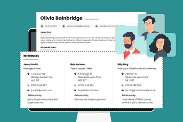 An image of a CV on a computer screen with a CV references section highlighted