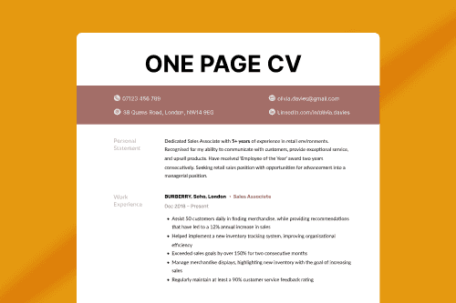 illustration of a one page CV